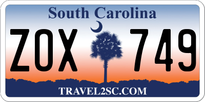 SC license plate ZOX749