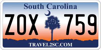 SC license plate ZOX759