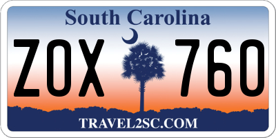 SC license plate ZOX760