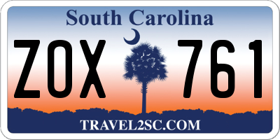 SC license plate ZOX761