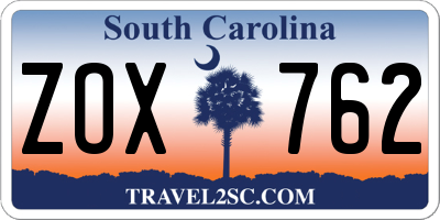 SC license plate ZOX762