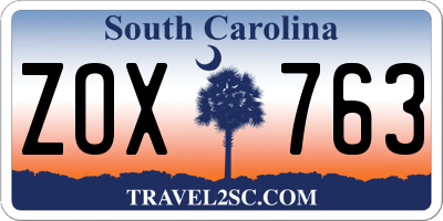 SC license plate ZOX763