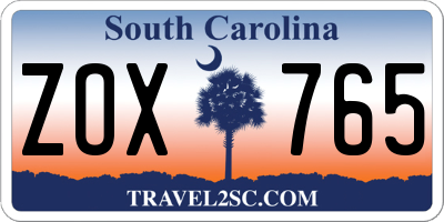 SC license plate ZOX765