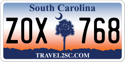 SC license plate ZOX768