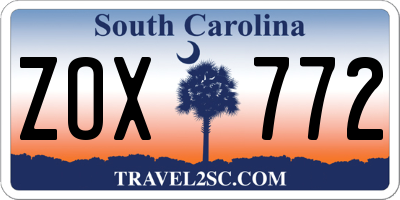 SC license plate ZOX772
