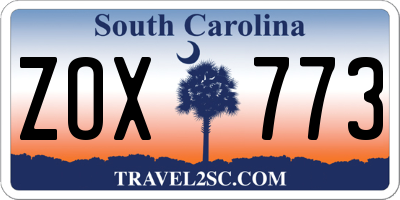 SC license plate ZOX773