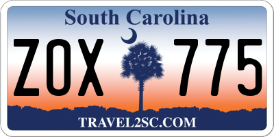 SC license plate ZOX775