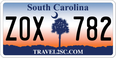 SC license plate ZOX782