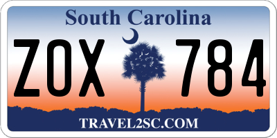 SC license plate ZOX784