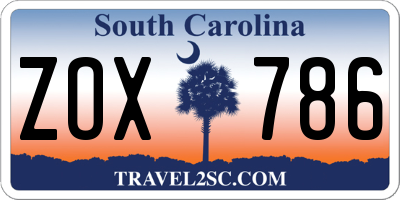 SC license plate ZOX786