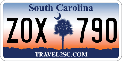 SC license plate ZOX790