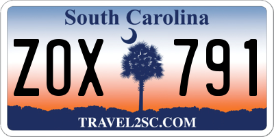SC license plate ZOX791