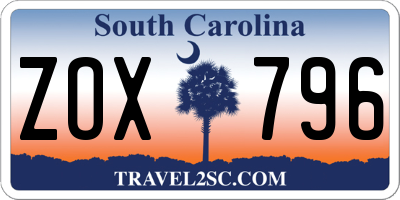 SC license plate ZOX796