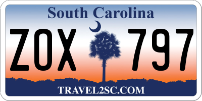 SC license plate ZOX797
