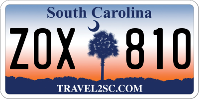 SC license plate ZOX810
