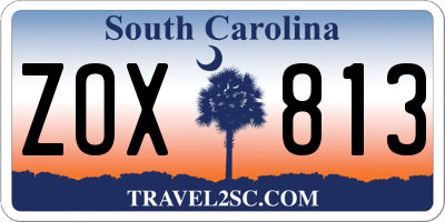 SC license plate ZOX813