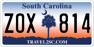 SC license plate ZOX814