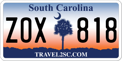 SC license plate ZOX818