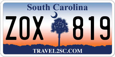 SC license plate ZOX819