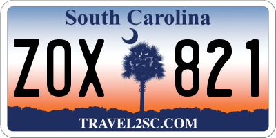SC license plate ZOX821