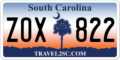 SC license plate ZOX822