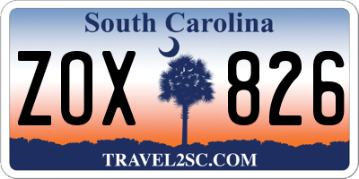 SC license plate ZOX826
