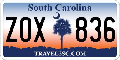 SC license plate ZOX836