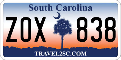 SC license plate ZOX838