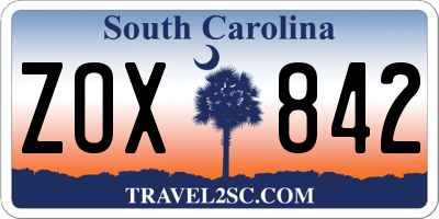 SC license plate ZOX842