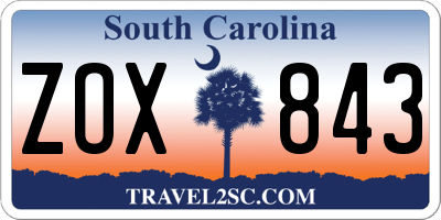 SC license plate ZOX843
