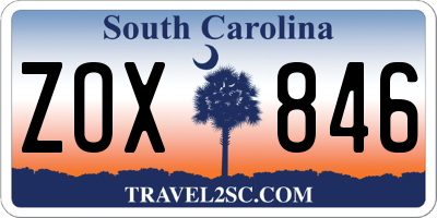 SC license plate ZOX846