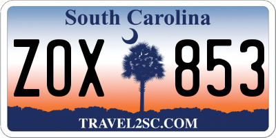 SC license plate ZOX853