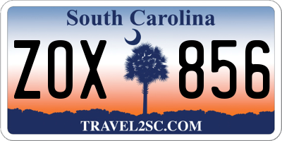 SC license plate ZOX856