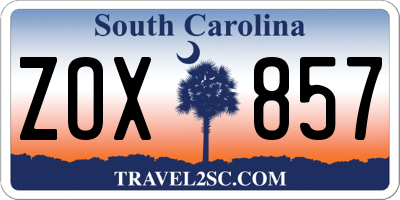 SC license plate ZOX857
