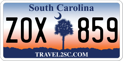 SC license plate ZOX859