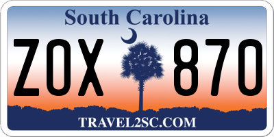 SC license plate ZOX870
