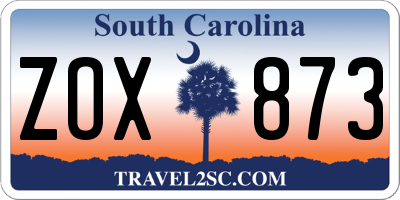 SC license plate ZOX873