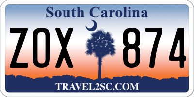SC license plate ZOX874