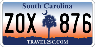 SC license plate ZOX876