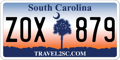 SC license plate ZOX879