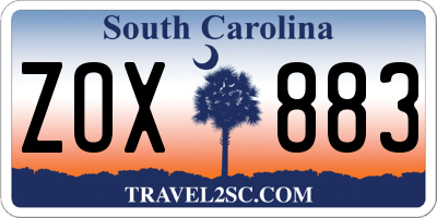 SC license plate ZOX883