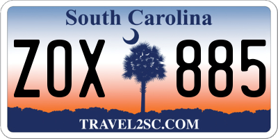 SC license plate ZOX885