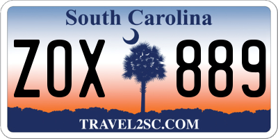 SC license plate ZOX889