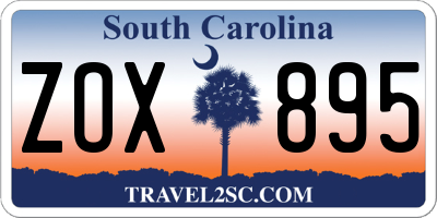 SC license plate ZOX895