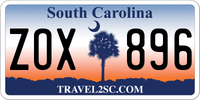 SC license plate ZOX896