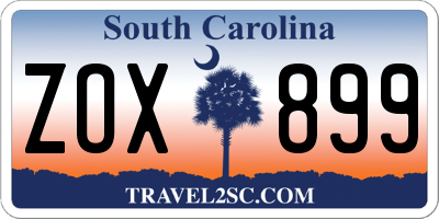 SC license plate ZOX899