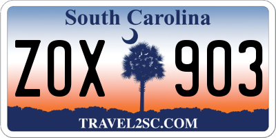 SC license plate ZOX903