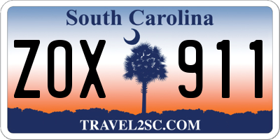 SC license plate ZOX911