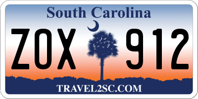 SC license plate ZOX912