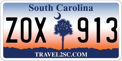 SC license plate ZOX913